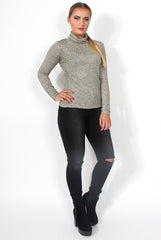 Fallon Grey Turtle Neck Top-Tops