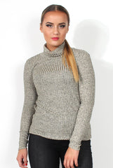 Fallon Grey Turtle Neck Top-Tops