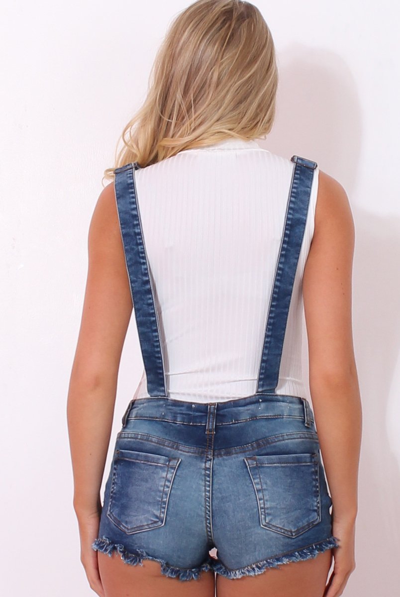 Ferona Dark Wash Dungarees-Dresses
