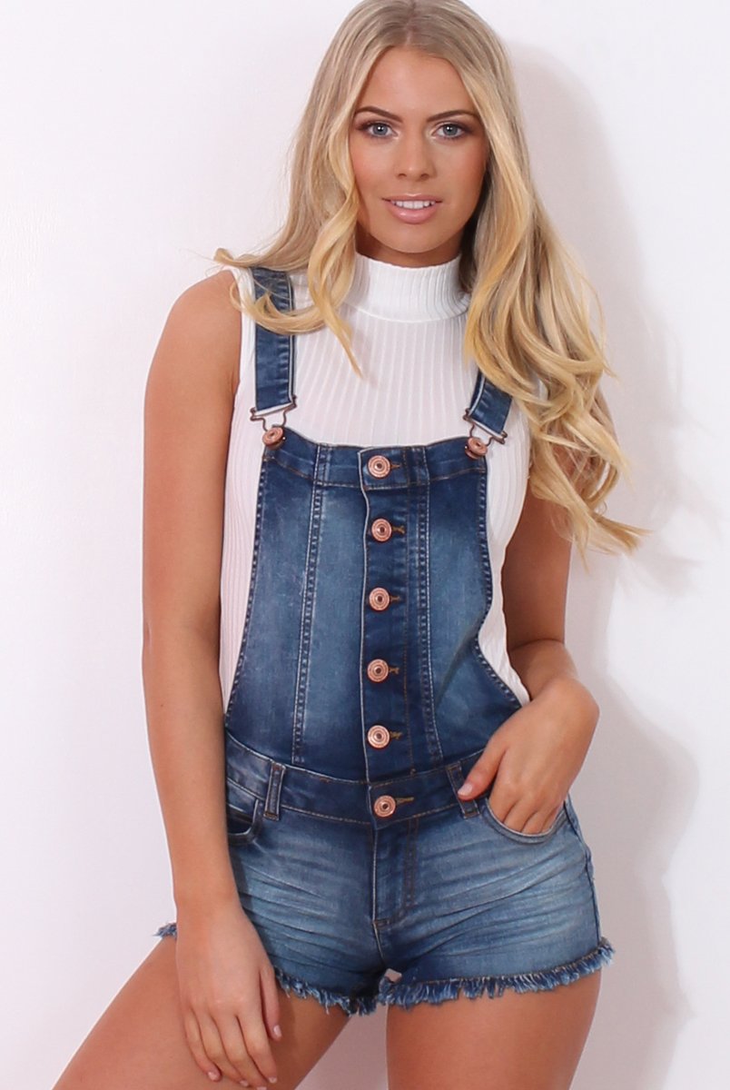 Ferona Dark Wash Dungarees-Dresses