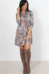 Fiji Paisley Print Shirt Dress-Dresses