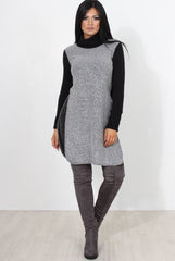 Filipina Grey Sleeveless Side Split Jumper-Knitwear