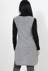 Filipina Grey Sleeveless Side Split Jumper-Knitwear