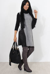 Filipina Grey Sleeveless Side Split Jumper-Knitwear