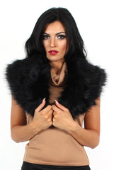 Fiona Black Faux Fur Collar-Dresses