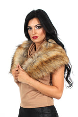 Fiona Camel Faux Fur Collar-Dresses