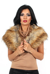 Fiona Camel Faux Fur Collar-Dresses