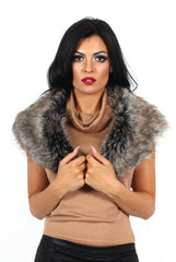 Fiona Grey Faux Fur Collar-Dresses