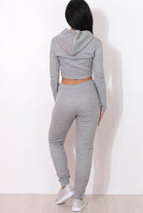 Fiona Grey Ribbed crop Loungewear set-Loungewear