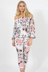 Floral Print Off Shoulder Two Piece Set - Sherrie-Co-ords