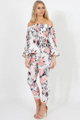 Floral Print Off Shoulder Two Piece Set - Sherrie-Co-ords