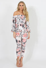 Floral Print Off Shoulder Two Piece Set - Sherrie-Co-ords