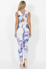 Floral Print V Front Jumpsuit - Brianna-Jumpsuits