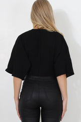 Florance Black Plunge Bodysuit-Bodysuits