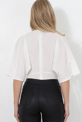 Florance White Plunge Bodysuit-Bodysuits