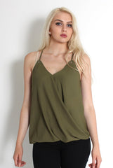 Florence Khaki Crossover Top-Tops