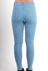 Fran Light Wash Distressed Ripped Knee High Waisted Jeans-Jeans