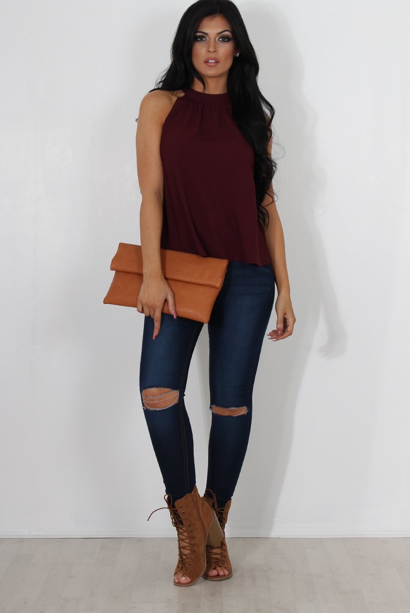 Francis Wine High Neck Top-Tops