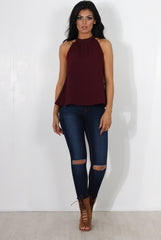 Francis Wine High Neck Top-Tops