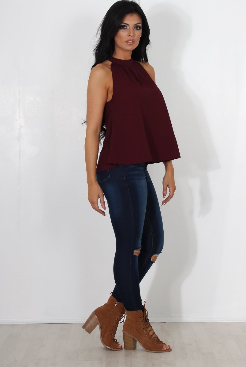 Francis Wine High Neck Top-Tops