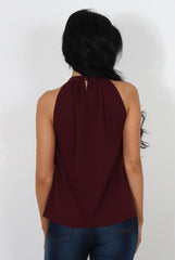 Francis Wine High Neck Top-Tops