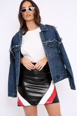 Frayed Split Back Denim Jacket - Leanna-Denim Jackets