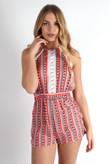 Freya Pink Stripe Playsuit-Playsuits