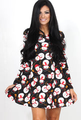 Frosty Black Snowman Swing Dress-Dresses