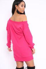 Fuchsia Bardot Sweater Dress - Ariel-Dresses