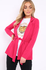 Fuchsia Belted Blazer - Kenna-Jackets