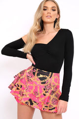 Fuchsia Chain Frill High Waisted Shorts - Sophia-Shorts