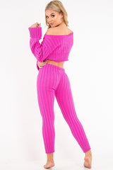 Fuchsia Chunky Knit Loungewear Set - Wynter-Loungewear