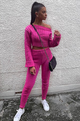 Fuchsia Chunky Knit Loungewear Set - Wynter-Loungewear