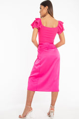 Fuchsia Cold Shoulder Lace Up Bardot Crop Top - Kenndra-Crop Tops