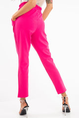 Fuchsia Drawstring Seam Front Tailored Joggers - Lissie-Joggers