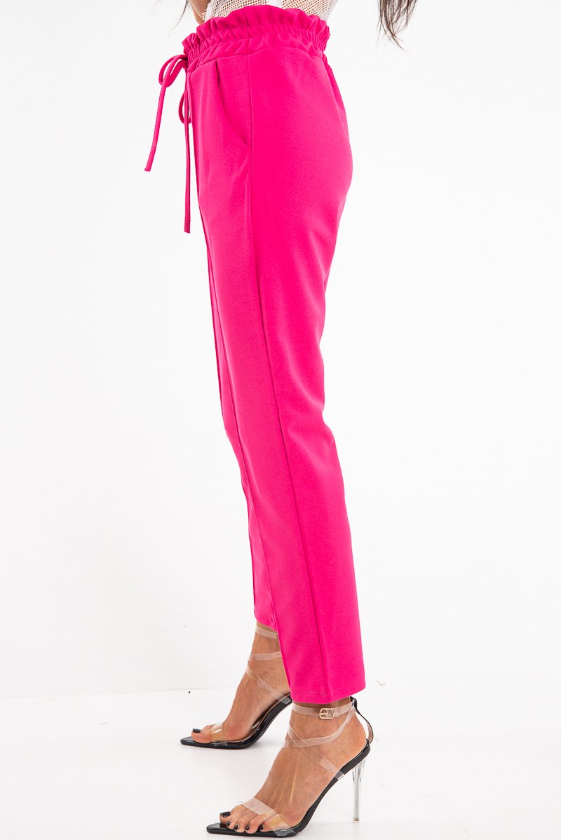 Fuchsia Drawstring Seam Front Tailored Joggers - Lissie-Joggers