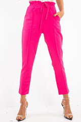 Fuchsia Drawstring Seam Front Tailored Joggers - Lissie-Joggers