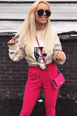 Fuchsia Drawstring Seam Front Tailored Joggers - Lissie-Joggers