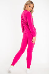 Fuchsia Eye Detail Sequin Embellished Tracksuit - Kyana-Tracksuits