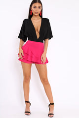 Fuchsia Frill High Waist Shorts - Sophia-Shorts