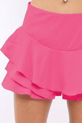 Fuchsia Frill High Waisted Shorts - Claudelle-Shorts