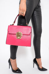 Fuchsia Gold Detail Classic Handbag - Paulie-Bags