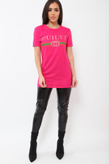 Fuchsia Guilty Slogan T-shirt - Ava-Tops