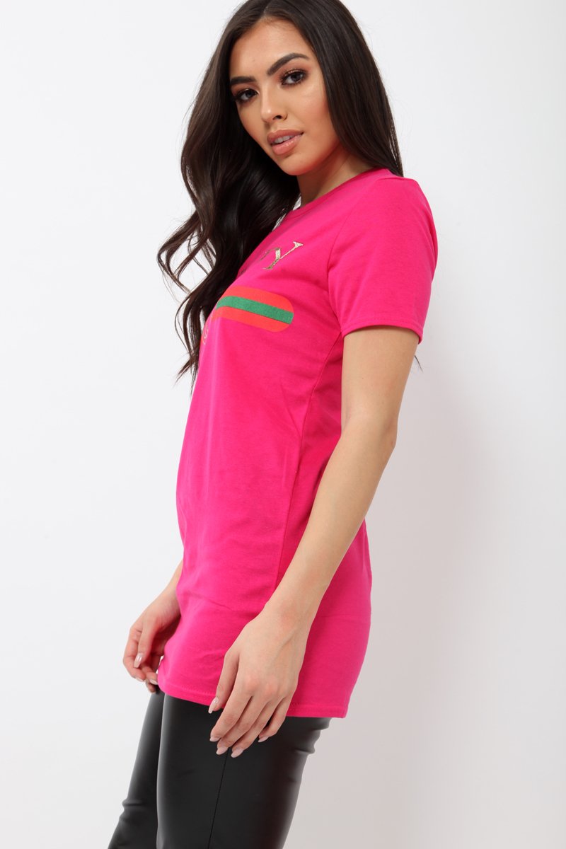 Fuchsia Guilty Slogan T-shirt - Ava-Tops