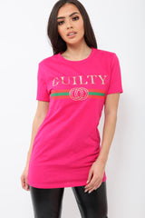 Fuchsia Guilty Slogan T-shirt - Ava-Tops