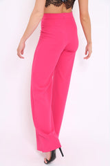 Fuchsia High Waist Flare Trousers -Tisha-Trousers