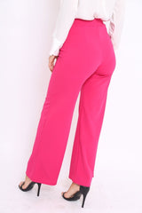 Fuchsia High Waisted Flare Trousers - Kym-Trousers