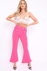 Fuchsia Kick Flare Pants - Rita-Trousers