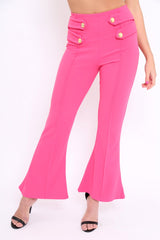 Fuchsia Kick Flare Pants - Rita-Trousers