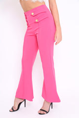 Fuchsia Kick Flare Pants - Rita-Trousers